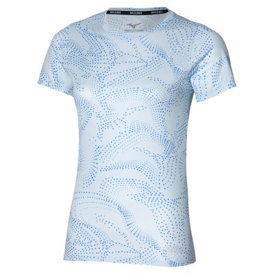 Camisa Mizuno Impulse Core Estampados Mujer - Blancos / Azules - Chile M813BICHEV